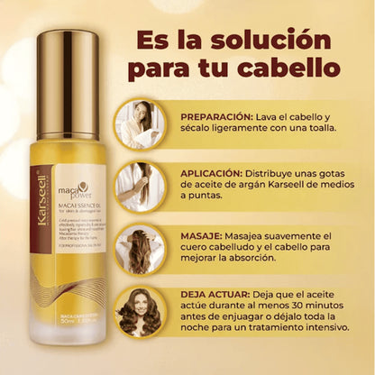 Combo cabello brillante: Aceite de Argán Karseell + Sérum reparador