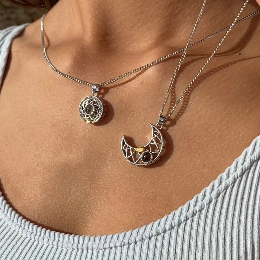 Collar sol y luna en acero inoxidable — elegante, sin manchas y ajustable