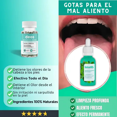 Combo desodorante + spray bucal — protección completa contra el mal olor todo el día